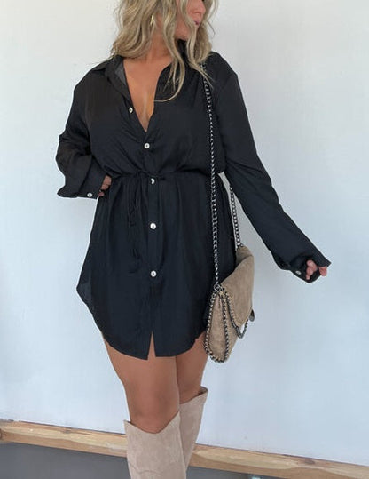 Robe Chemise Femme - Mini Longueur - Manches Longues
