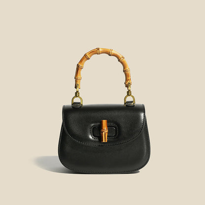 Sophie Smooth Leather and Elegant Bamboo Bag