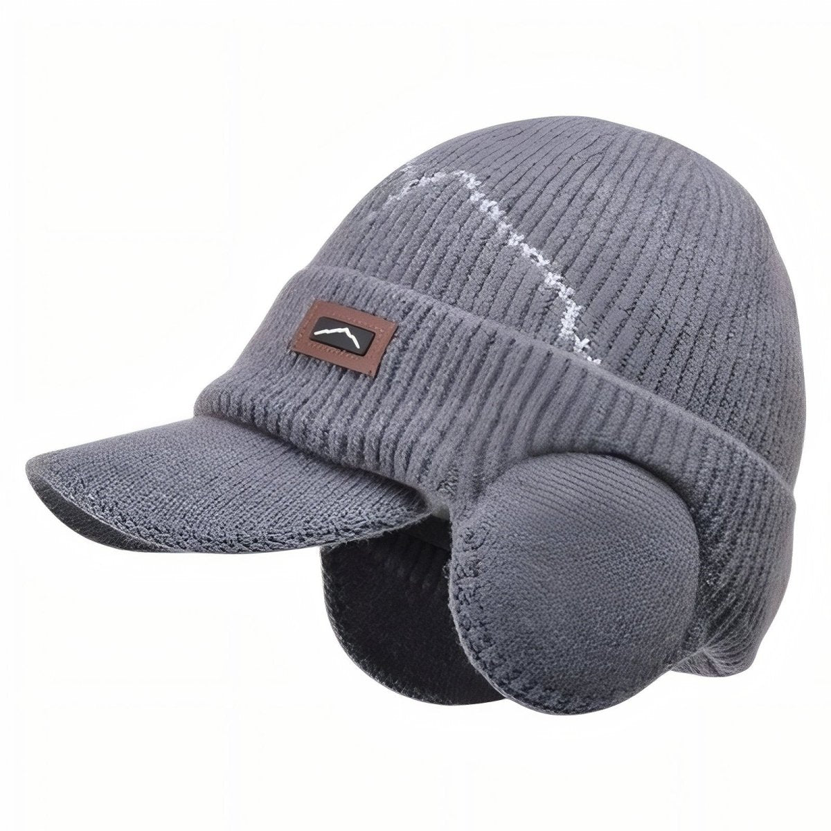 Bonnet d’Hiver Tricoté avec Oreillettes et Visière