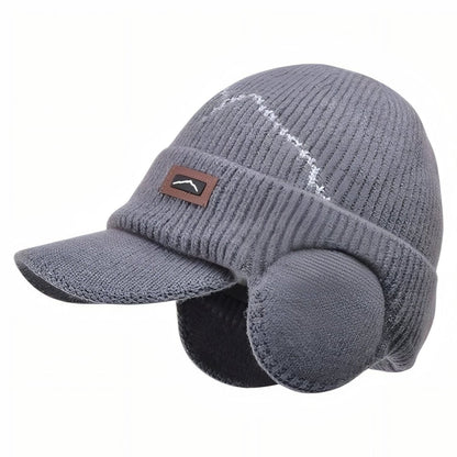 Bonnet d’Hiver Tricoté avec Oreillettes et Visière