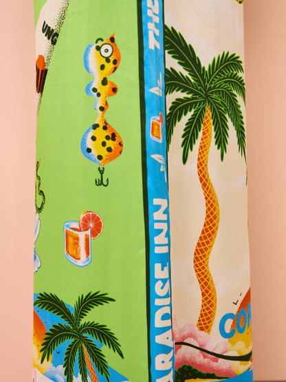 Ensemble Femme - Chemise Boutonnée et Pantalon Large - Imprimé Tropical