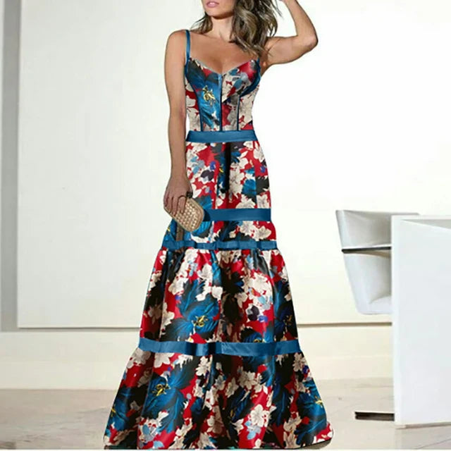 Robe de Soirée Femme – Bustier Jupe Longue Évasée Satinée