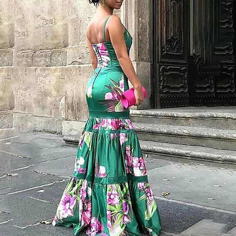 Robe de Soirée Femme – Bustier Jupe Longue Évasée Satinée