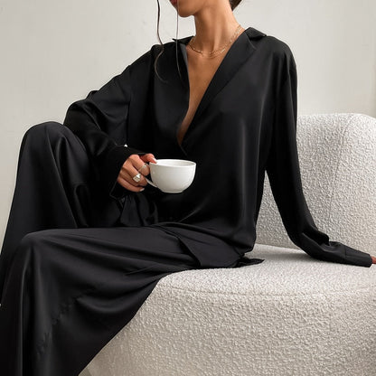 Ensemble Pyjama Femme - Chemise Boutonnée & Pantalon Large
