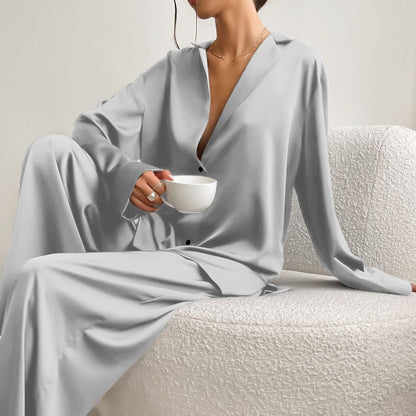 Ensemble Pyjama Femme - Chemise Boutonnée & Pantalon Large