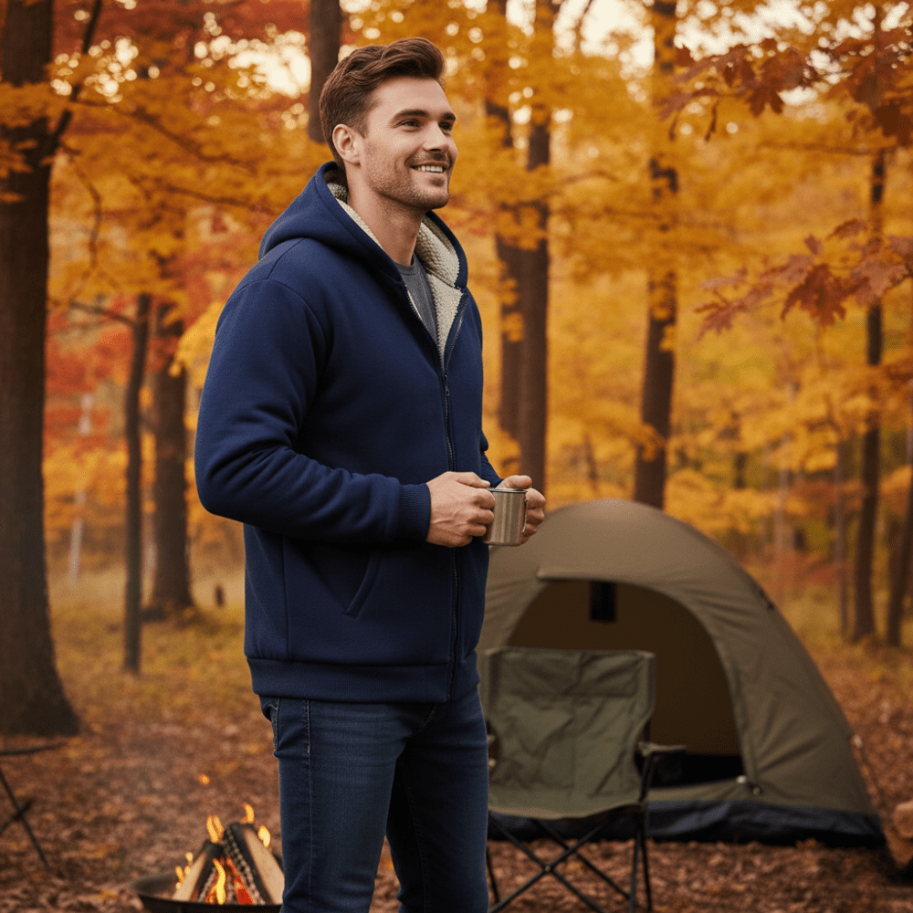 Hoodie Homme en Polaire avec Doublure Sherpa