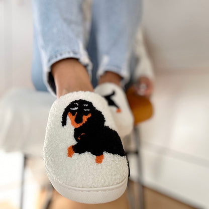 Zoé Pantuflas Suaves Slip-On con Motivo Teckel