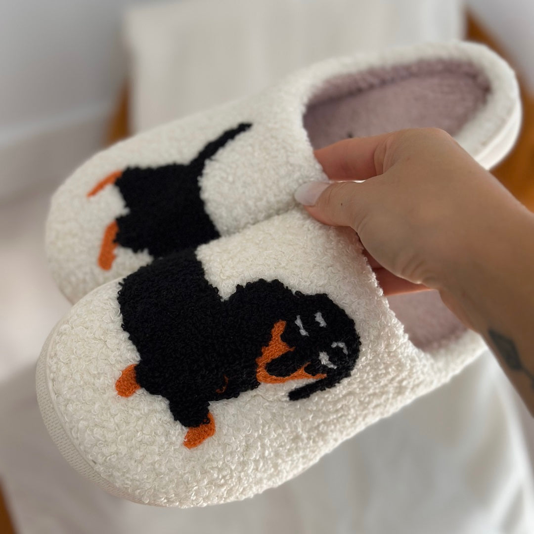 Zoé Pantuflas Suaves Slip-On con Motivo Teckel