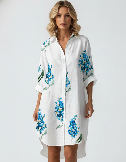 Léa Elegant Floral Shirt Dress