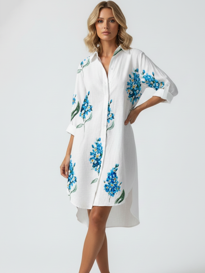 Léa Elegant Floral Shirt Dress