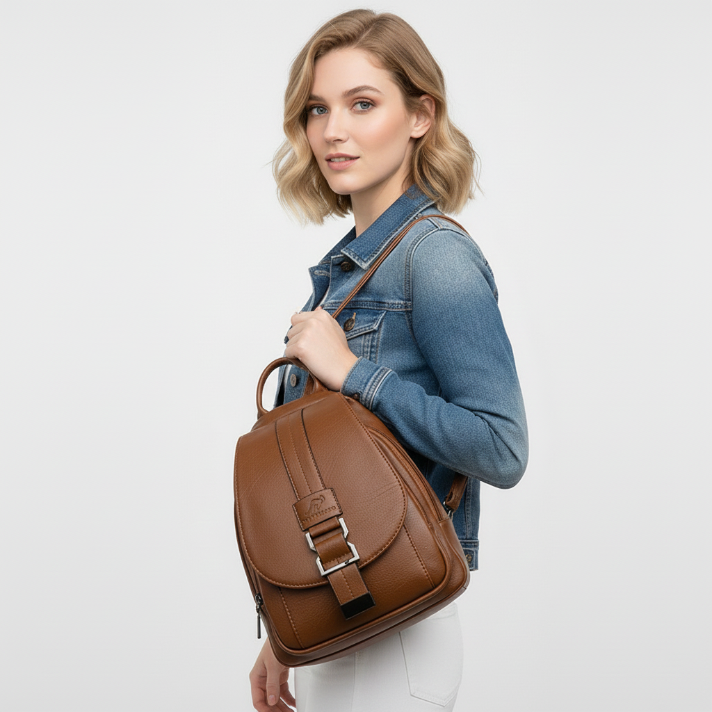 Léa Élégante et Douce Sac à Dos en Cuir Véritable