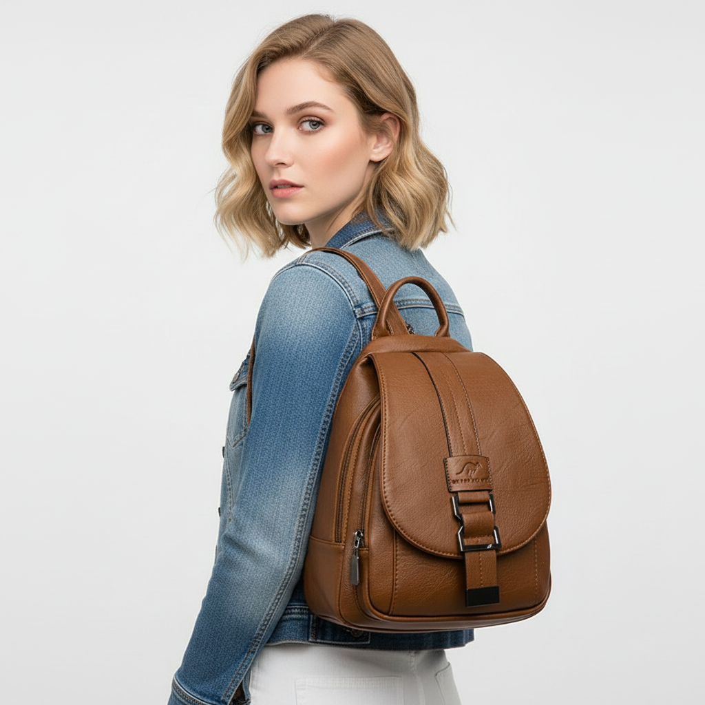 Léa Élégante et Douce Sac à Dos en Cuir Véritable