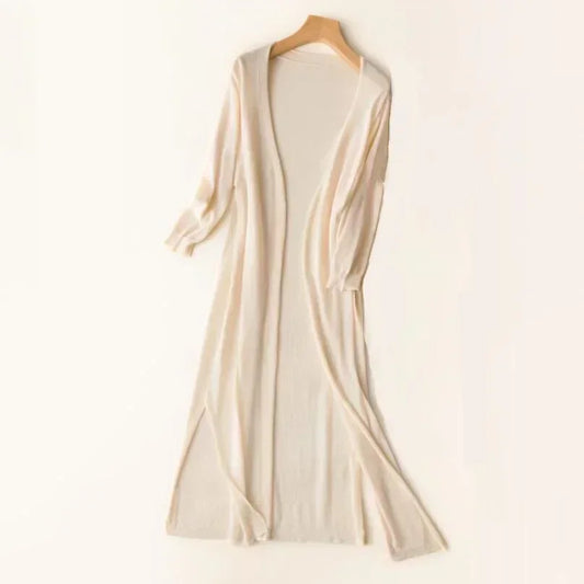 Emma – Long soft and light cardigan in open knit