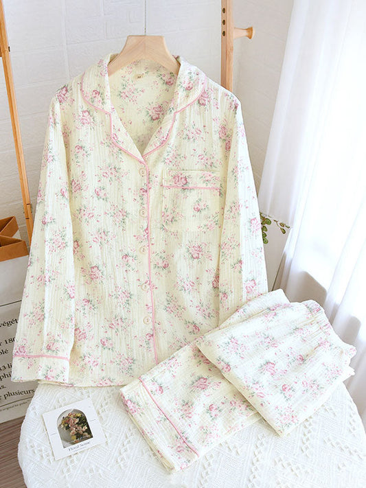 Sophie élégante en coton doux pyjama fleuri