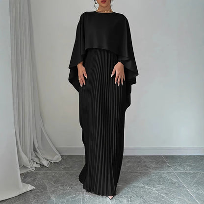 Sophie – Long fluid and elegant dress with a high collar