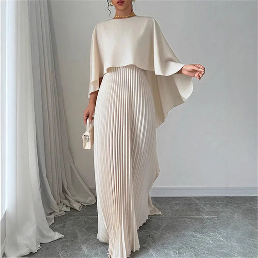 Sophie – Long fluid and elegant dress with a high collar