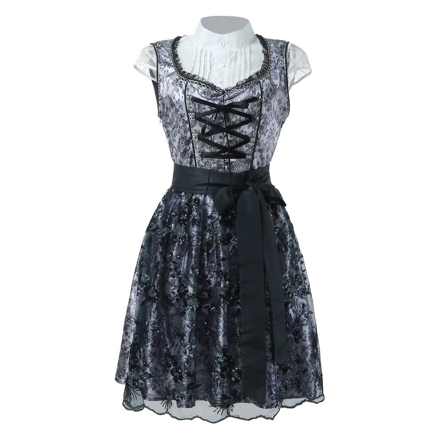 Robe Dirndl Femme - Jupe Évasée avec Tablier