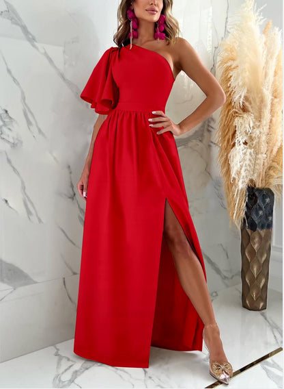 Robe de Soirée Femme – Longue Évasée Une Épaule