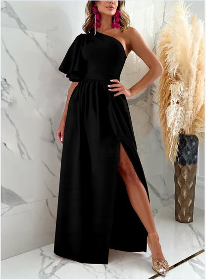 Robe de Soirée Femme – Longue Évasée Une Épaule