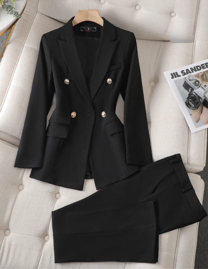 Tailleur Pantalon Femme - Blazer Cintré Croisé