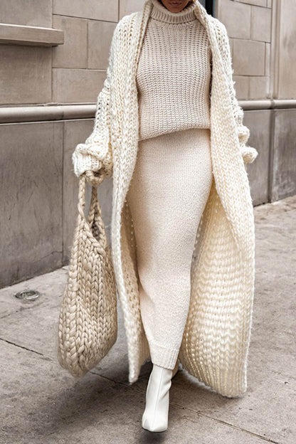 Sophie – Long cardigan en maille épaisse à coupe décontractée