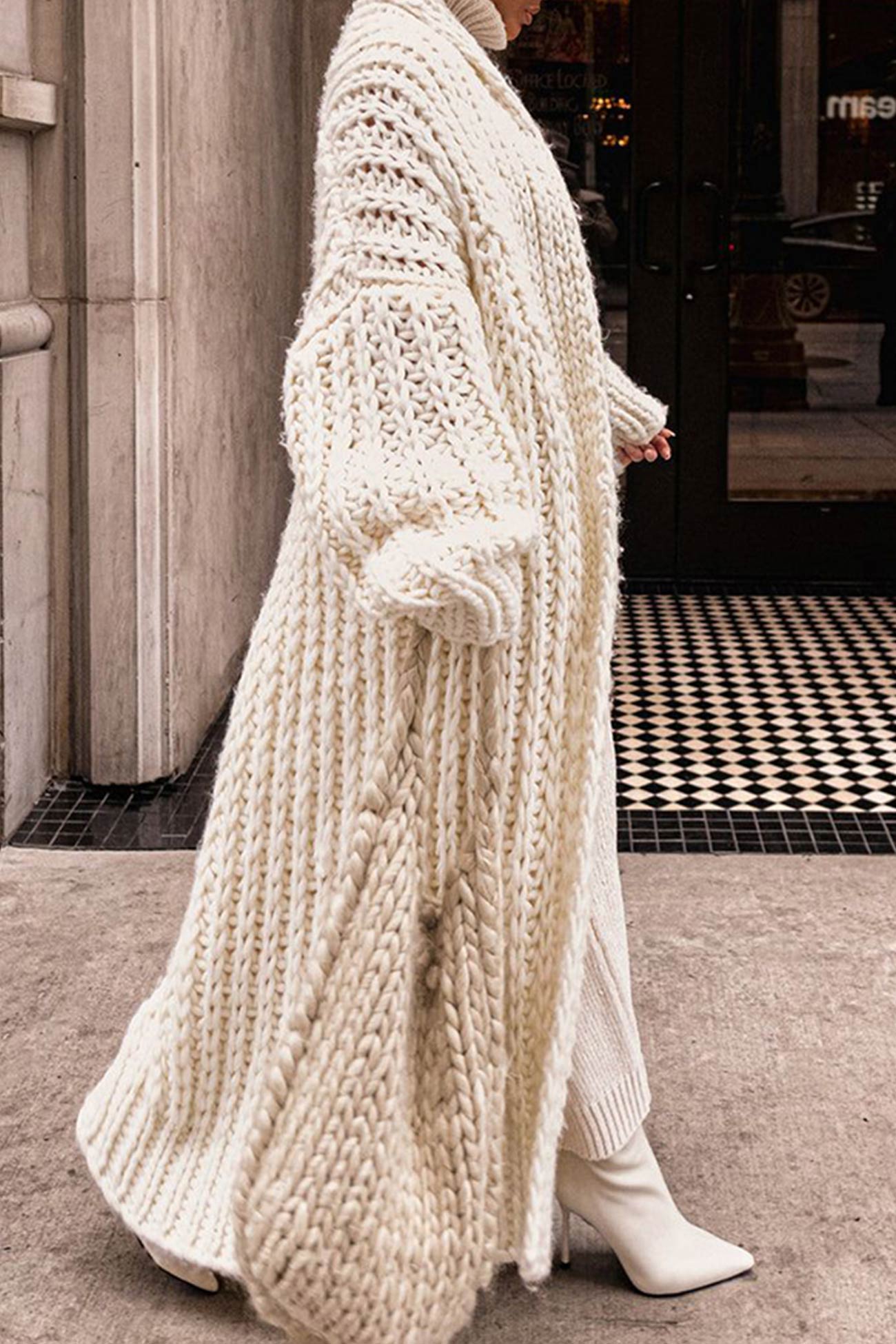Sophie – Long cardigan en maille épaisse à coupe décontractée