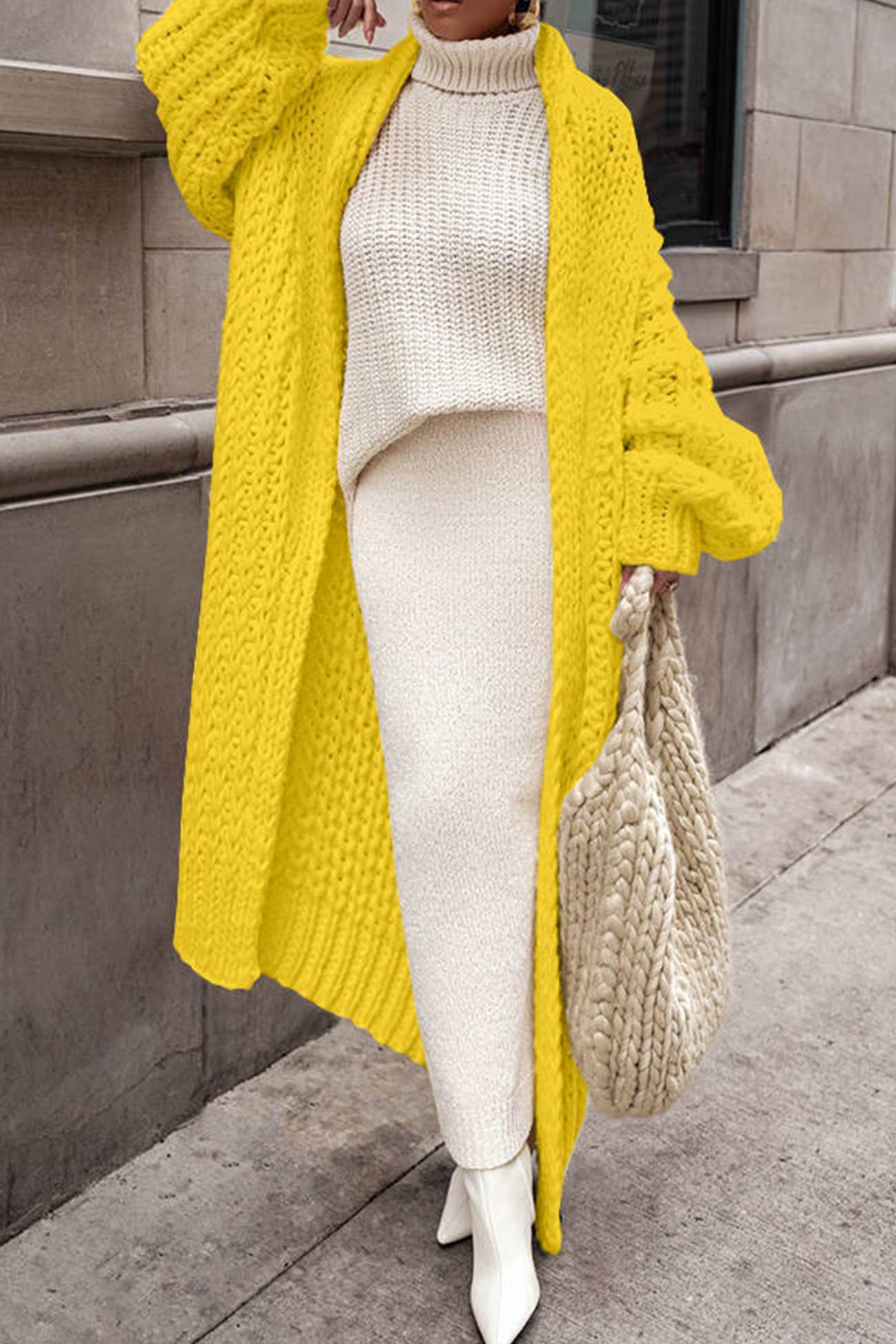 Sophie – Long cardigan en maille épaisse à coupe décontractée