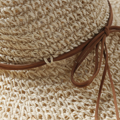 Phoebe – Sombrero de Sol de Paja Elegante de Ala Ancha con Protección UV