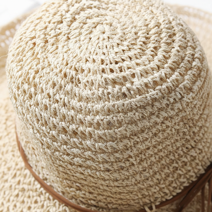 Phoebe – Sombrero de Sol de Paja Elegante de Ala Ancha con Protección UV