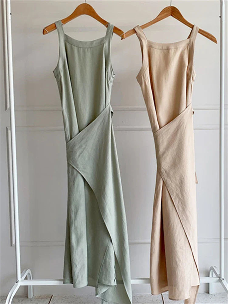 Robe Longue Femme – Sans Manches – Encolure Ronde
