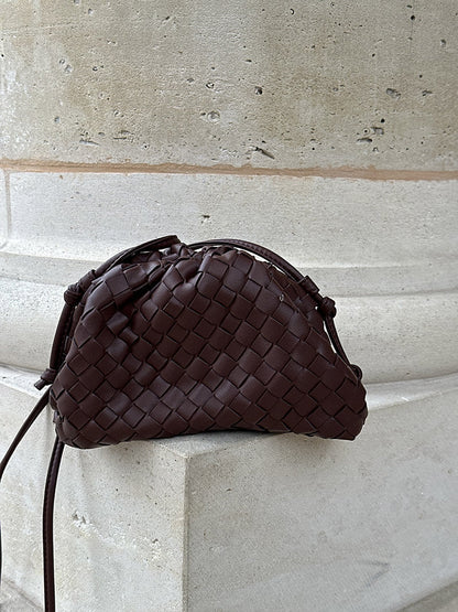 Emma – Elegant Mini Woven Clutch with Shoulder Strap
