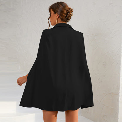 Robe Blazer Femme - Coupe Cintrée - Double Boutonnage avec Cape Élégante