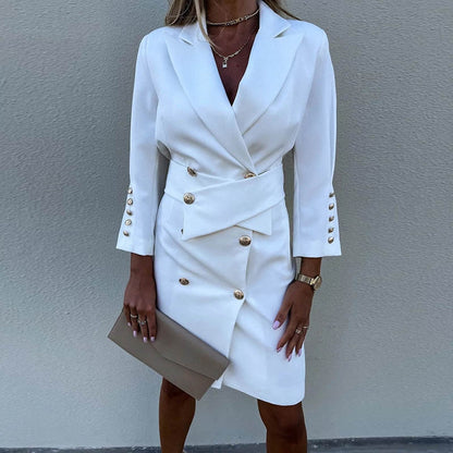 Robe Blazer Femme - Col à Revers Élégant - Manches Longues