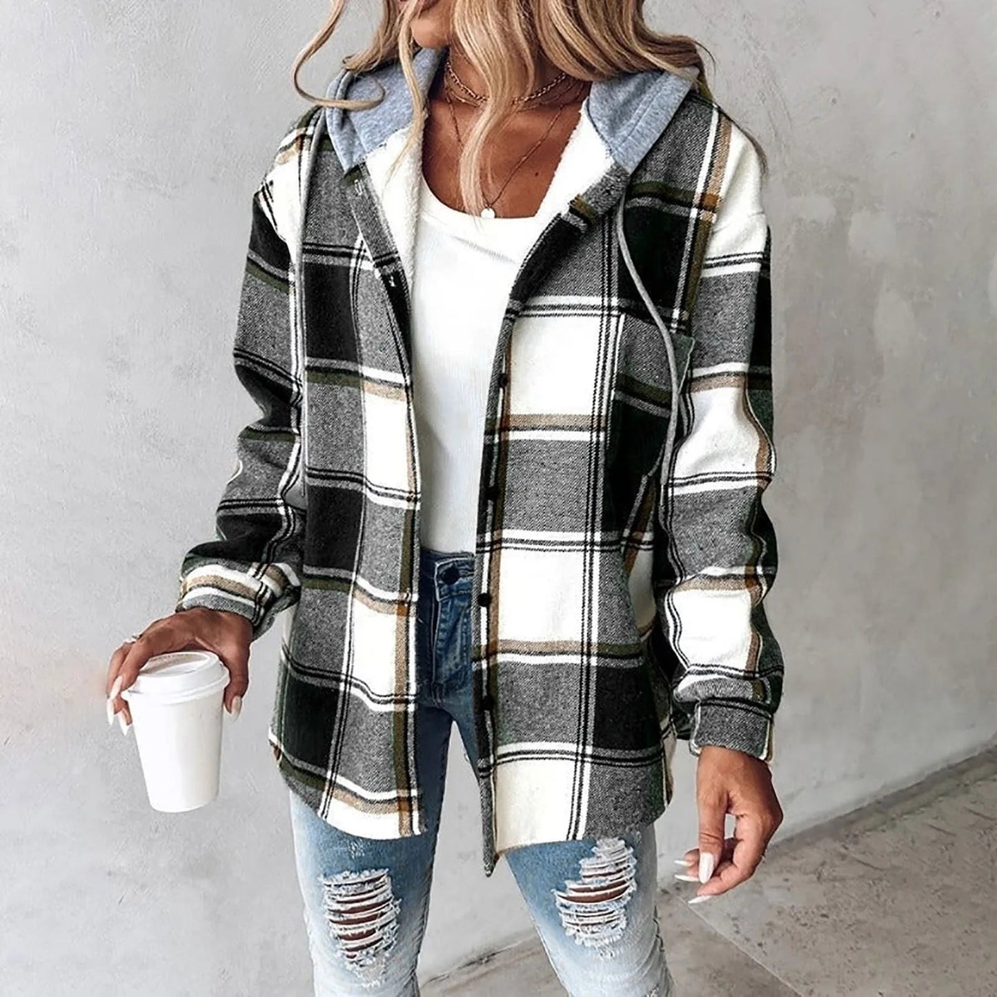 Léa – Veste chemise douce à carreaux
