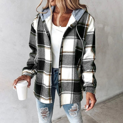 Léa – Veste chemise douce à carreaux