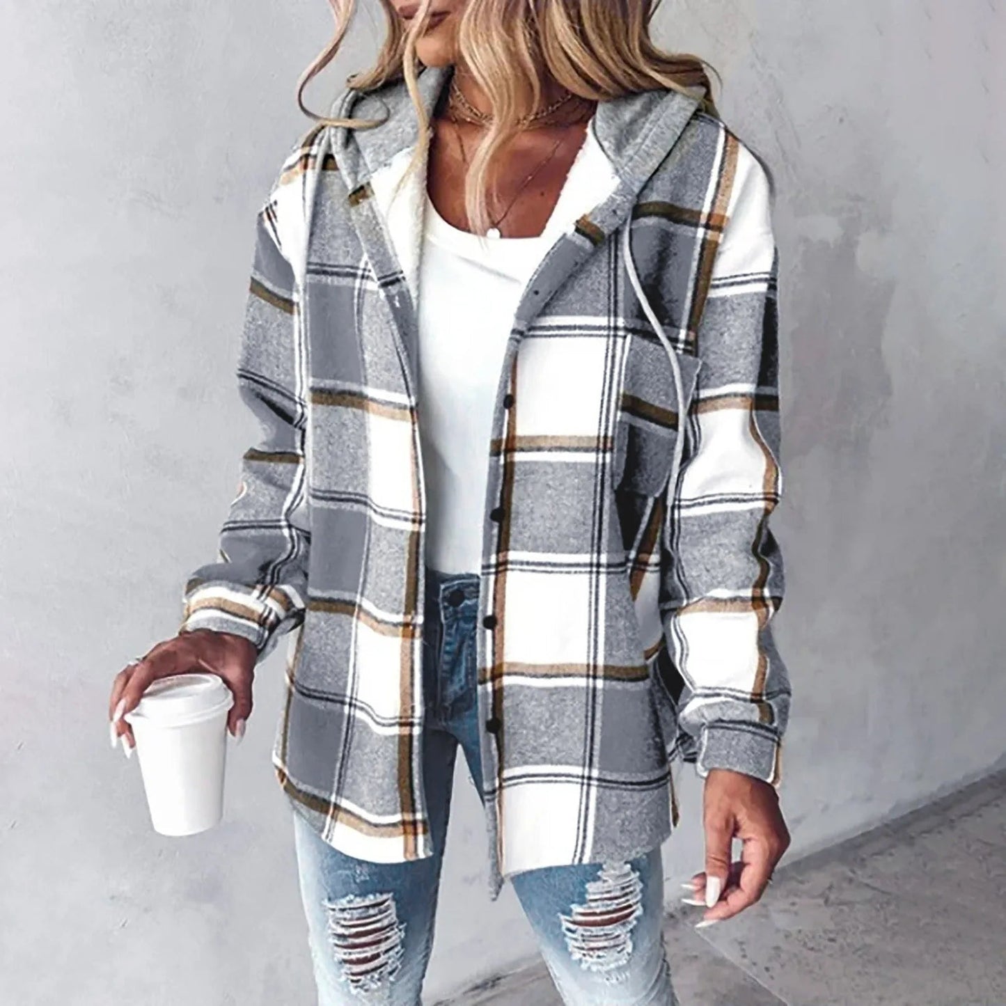 Léa – Veste chemise douce à carreaux