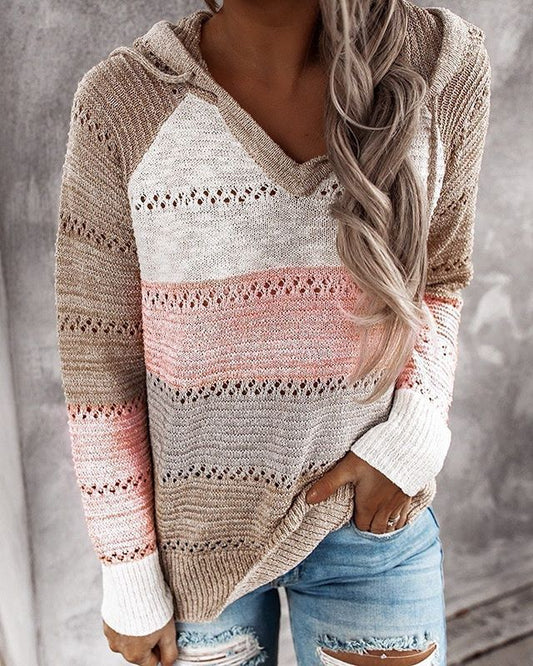 Sophie – Soft and Breathable Striped Knitted Hoodie