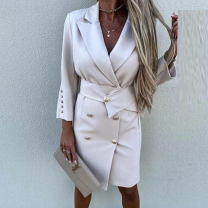 Robe Blazer Femme - Col à Revers Élégant - Manches Longues
