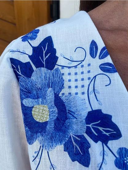 Blouse Femme - Décolleté V Noué Manches Courtes