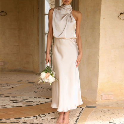 Robe de Soirée Femme - Satin Élégant - Dos Nu