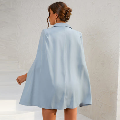 Robe Blazer Femme - Coupe Cintrée - Double Boutonnage avec Cape Élégante