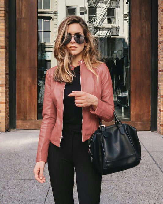 Emma – Elegant and modern slim faux leather jacket