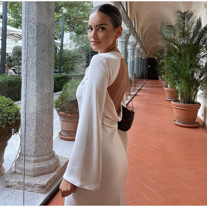 Robe de Soirée Femme - Manches Longues Coupe Ajustée
