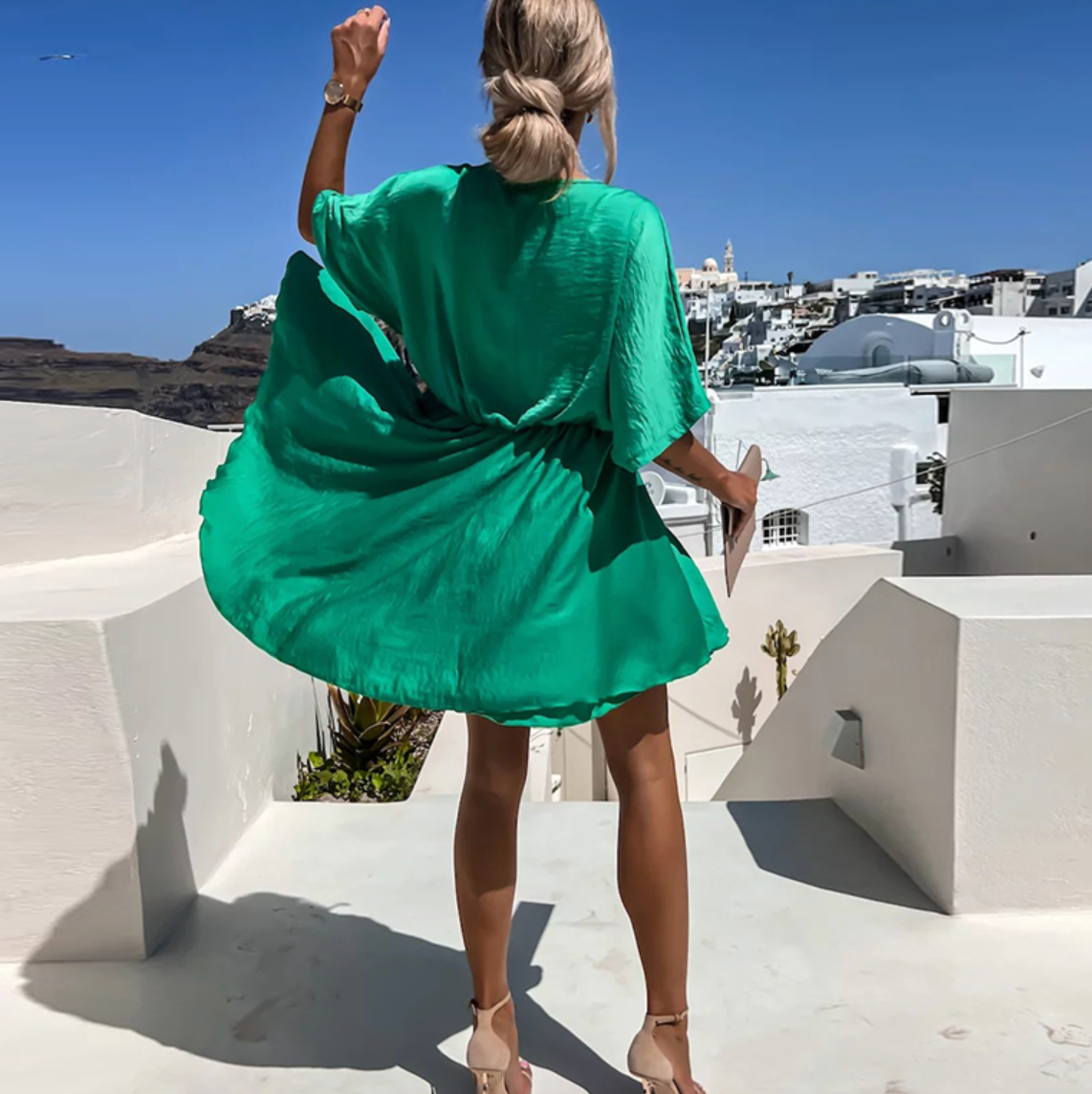 Robe Femme - Décolleté Cache-Cœur - Manches Courtes Fluides