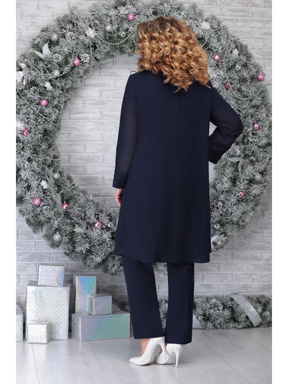 Ensemble Femme Élégant - Tunique Longue Brodée & Pantalon Droit
