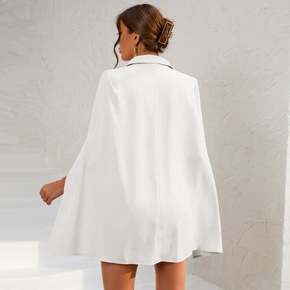 Robe Blazer Femme - Coupe Cintrée - Double Boutonnage avec Cape Élégante