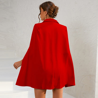 Robe Blazer Femme - Coupe Cintrée - Double Boutonnage avec Cape Élégante