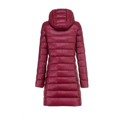 Sophie elegant long down jacket with removable hood