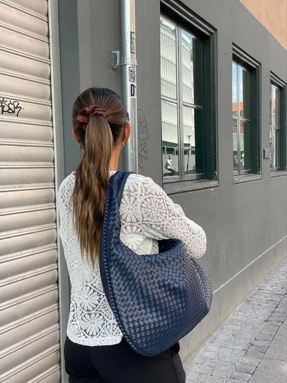 Elegant Woven Leather Hobo Bag Sophie
