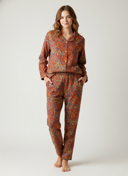 Sophie Élégante Pyjama en Coton Fleuri